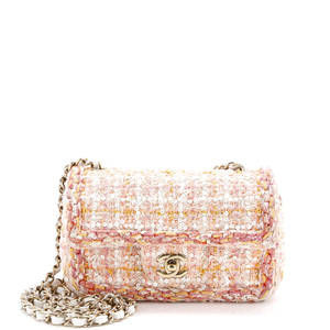 Chanel Mini Classic Single Flap Bag Braided Quilted Tweed with Sequins